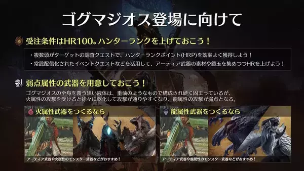 「『モンハンワイルズ』ゴグマジオスに伴う新要素が公開！アーティア武器にはシリーズスキルとグループスキル、防具には限界突破強化が追加」の画像