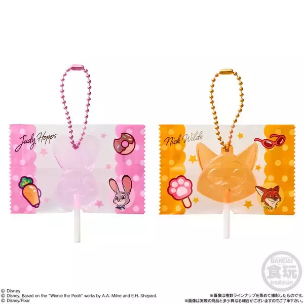「「ディズニー」本物のペロペロキャンディみたいなカラフルチャーム！ミッキーやミニー、スティッチのおかおデザイン全10種」の画像