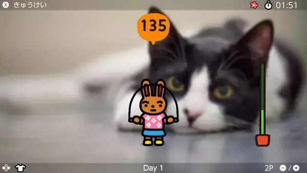 「突如配信されたスイッチの『ジャンプロープ チャレンジ』で、なわとびの楽しさに目覚める！ウサギが「ほら飛べよ」と僕を見つめるんだ…」の画像