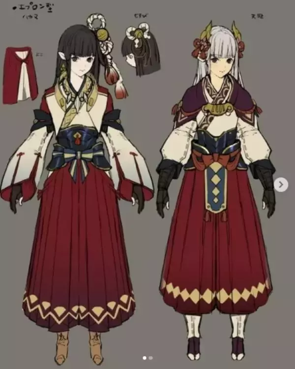 「『モンハンライズ』ヒノエ・ミノトは最初、黒髪と白髪の双子だった！青衣装バージョンも見られる“ラフ画”に注目」の画像