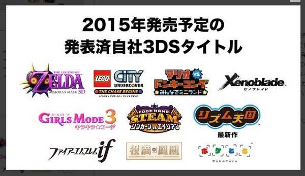 3dsには数多く未発表の開発予定ソフトが存在 3dsはローカルプレイ促進 Wii Uはgamepadを活かしたタイトルが登場予定 15年2月17日 エキサイトニュース