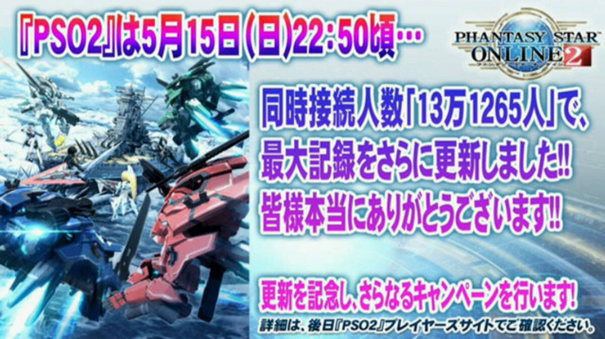 Pso2 最大同時接続者数が再び更新 5月15に13万人を記録 キャンペーンを見逃すな 16年5月22日 エキサイトニュース