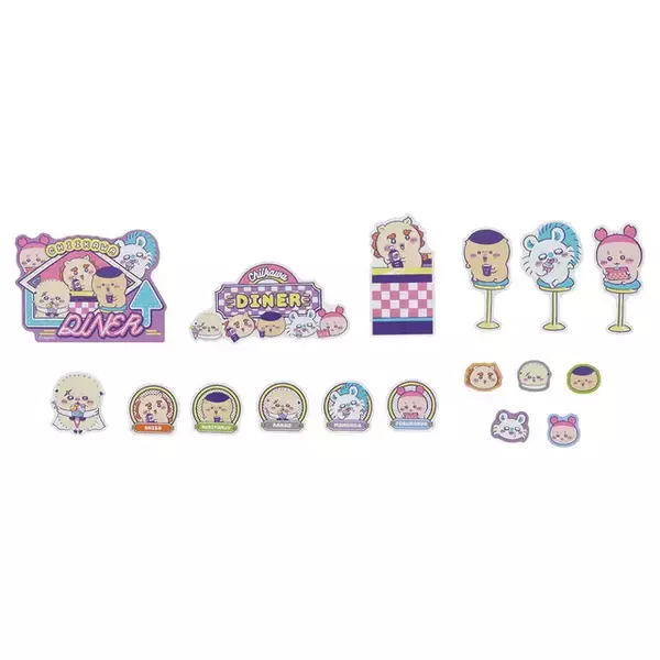 「「ちいかわ」クリアで厚みのあるおはじき風も！“ＤＩＮＥＲ”テーマのシール4商品が本日1月22日13時よりしまむらオンラインストアに登場」の画像