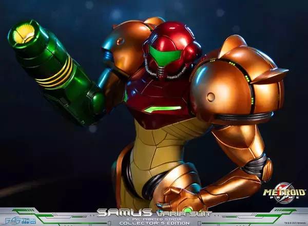 「『メトロイドプライム』サムスのスタチューが念願の再販へ―LEDでヘルメットが発光、バリアスーツのメタリックな質感が美しい逸品」の画像
