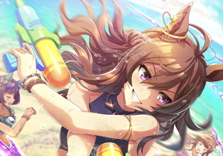 『ウマ娘』あの2人がついに脱いだ！水着ゴルシ、ナカヤマフェスタの“頭部”に熱い視線