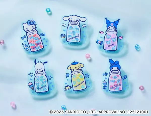 「ローソン50周年記念、「サンリオキャラクターズ」コラボ開催！“ブルーVer.”になったハローキティ、シナモロールら全11グッズ」の画像