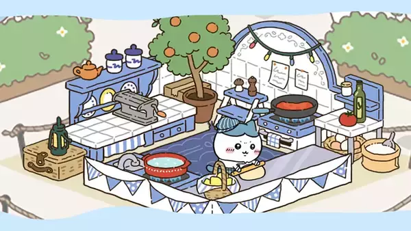 「ンショ!!『ちいかわぽけっと』コック帽やエプロンで料理に励むうさぎやモモンガが超キュート！「むちゃうまフェス」衣装、全身図が公開中」の画像