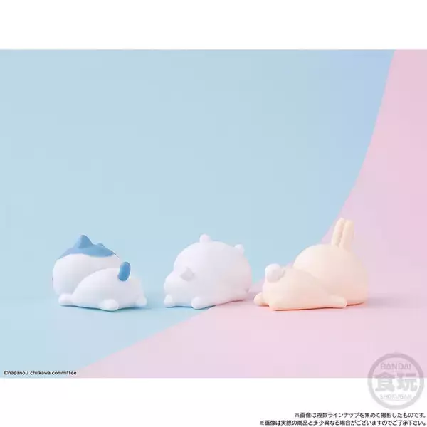 「「ちいかわ」がもっちり柔らかな触り心地のソフビ人形「もっちりころりん♪」に登場！もちもちほっぺが可愛いハチワレ、うさぎなど全8種」の画像