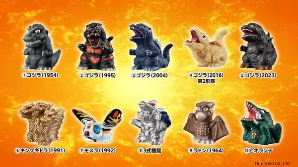 「懐かしの「ゴジラ」ソフビ指人形がアツい！デフォルメしたキングギドラやモスラなど全10種」の画像