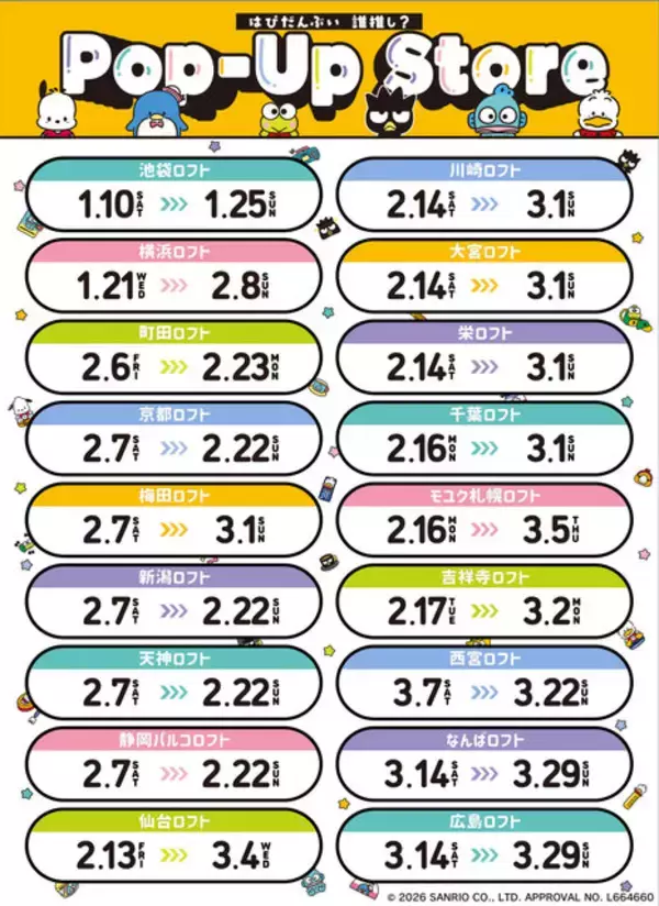 「全国のロフトで「はぴだんぶい」ポップアップストア順次開催！各メンバーに注目したTシャツ、マスコットなど豊富なデザイン」の画像