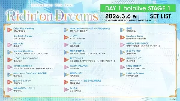 「ホロライブ 音楽ライブ「hololive 7th fes. Ridin'on Dreams」3日間4公演 ハイライトシーンを振り返ろう！」の画像