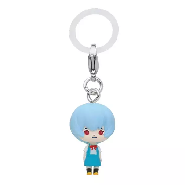 「「エヴァ」制服姿のレイ、アスカたちを可愛くデフォルメ！ほのぼのとした表情がチャーミングなガシャポンめじるしアクセサリー全5種」の画像