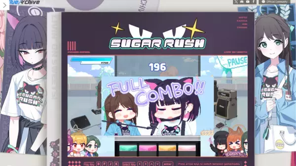 「『ブルアカ』リズムゲームがブラウザで遊べる！グローバル版イベントに合わせてドット絵の「カズサ」たちが可愛く登場―人気曲「Aoharu」も収録」の画像