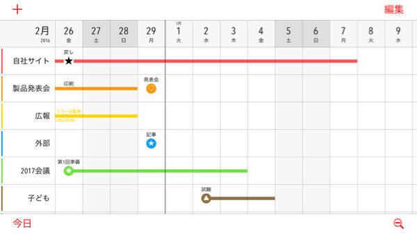 ガントチャートみたい 複数のスケジュールが見やすい無料カレンダー Grid Calendar 16年2月23日 エキサイトニュース