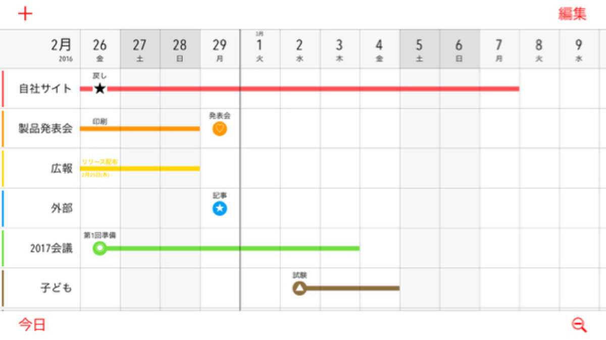 ガントチャートみたい 複数のスケジュールが見やすい無料カレンダー Grid Calendar 16年2月23日 エキサイトニュース