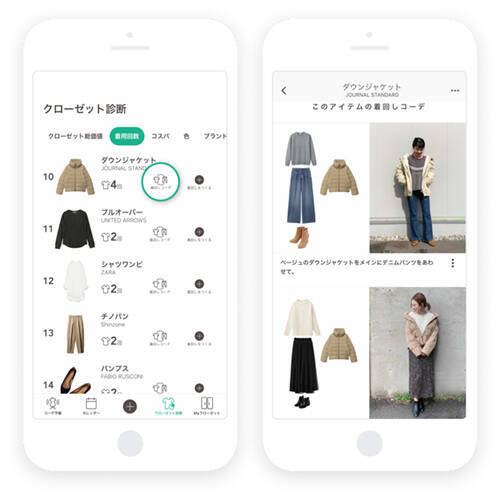 コーディネート提案アプリ「XZ」から、手持ち服の着用頻度を可視化してくれる『クローゼット診断機能』が登場