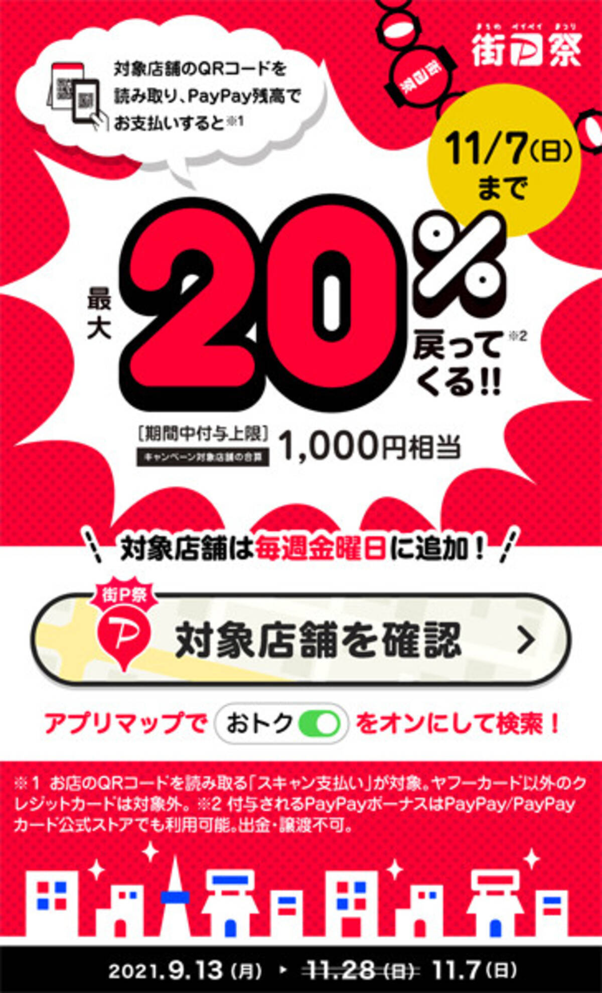 街のpaypay祭 11月7日に最大20 還元キャンペーンを早期終了 2021年10月29日 エキサイトニュース