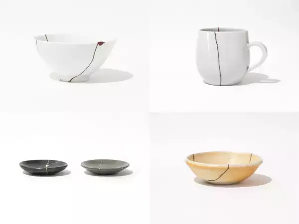 「デッドストックの陶磁器をカラフルな色漆を用いて金継ぎリメイクした「継皿(TSUGI-SARA)」が発売」の画像