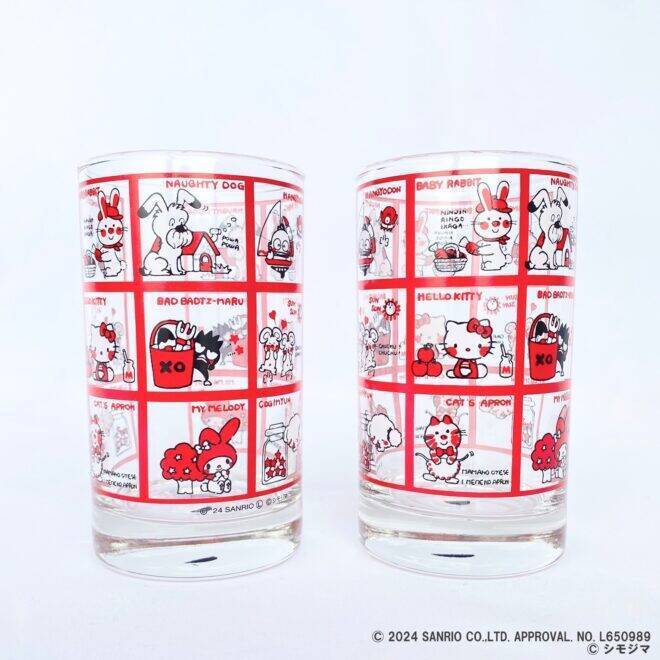 昭和の懐かしレトロ包装紙「ストップペイル」とサンリオキャラクターズのコラボグラスが新発売！