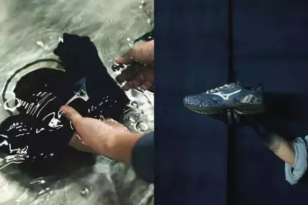 「ミズノから様々な藍染の技法で染め上げられた特別モデル「WAVE RIDER β DYED BY BUAISOU」が登場」の画像