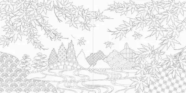 「伝統文様を組み合わせた華やかな和柄が満載「四季の和柄と花景色 ぬり絵ブック」発売」の画像