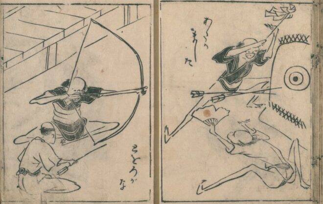 まるでマンガ！江戸時代に描かれた可愛さ溢れるユルユル鳥羽絵「鳥羽絵扇の的」