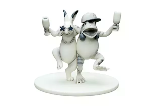 「鳥獣戯画の新フィギュア！現代人の行動を国宝のウサギとカエルが再現「いまどき鳥獣戯画」」の画像