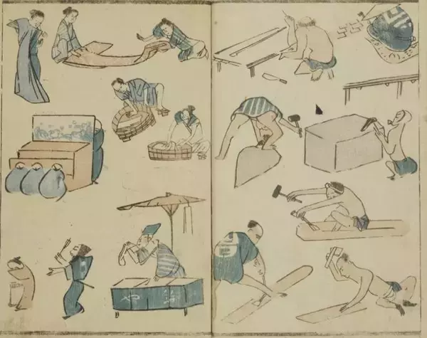 「可愛いタッチにほっこり！江戸時代の職業や庶民の暮らしぶりを描いた絵手本「諸職人物画譜」」の画像