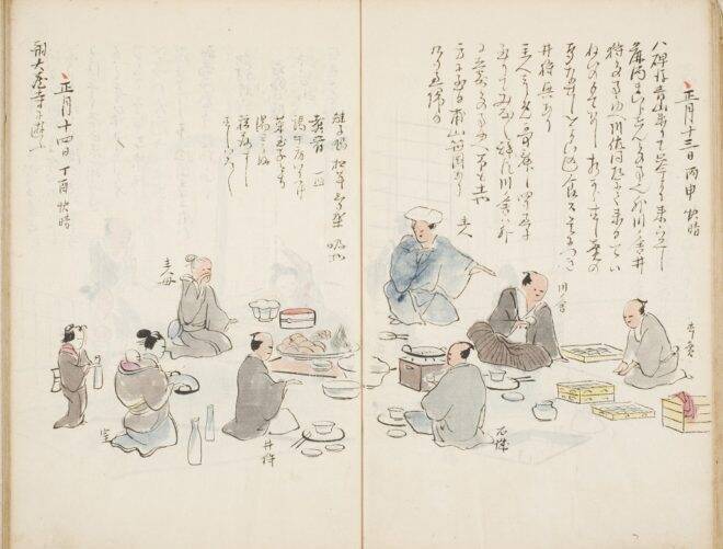 呑んでばっかwww 江戸時代の下級武士のリアルな暮らしを記した貴重な絵日記「石城日記」