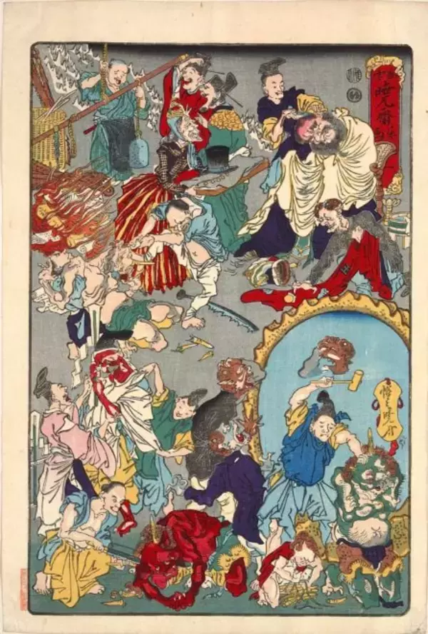 「地獄も骸骨もドタバタ！文明開化を揶揄する明治時代の強烈な風刺画たち」の画像