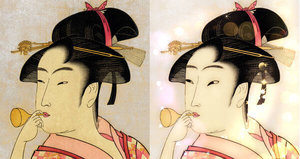 女子たちがよく使ってる写真加工アプリで浮世絵 ポッピンを吹く女 を加工してみる 18年7月13日 エキサイトニュース