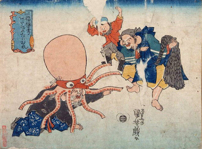 歌川国芳やめぇwww 七福神の福禄寿の頭をネタにした「福禄寿あたまのたわむれ」が最高すぎる！