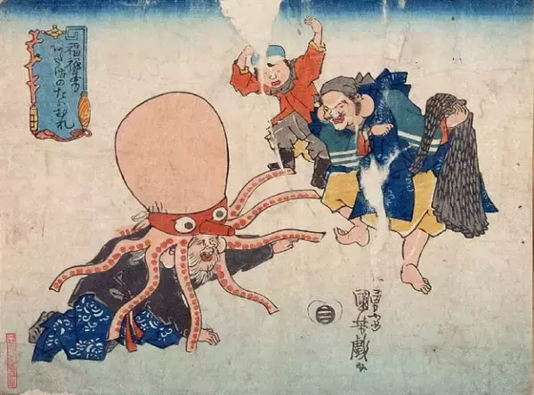 「歌川国芳やめぇwww 七福神の福禄寿の頭をネタにした「福禄寿あたまのたわむれ」が最高すぎる！」の画像