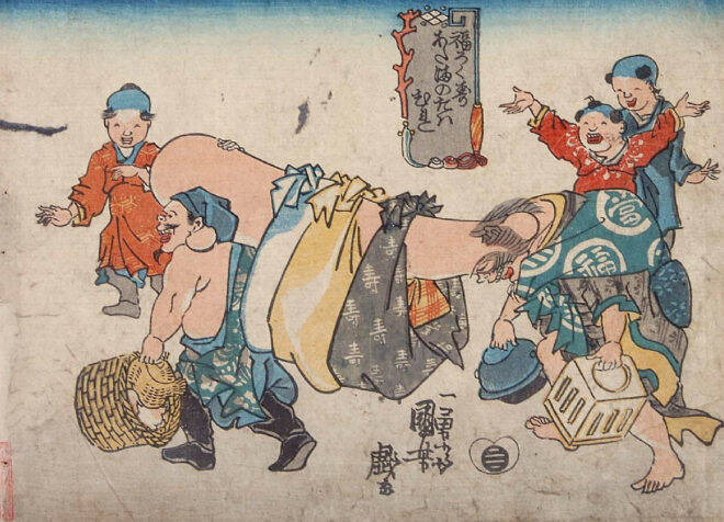 歌川国芳やめぇwww 七福神の福禄寿の頭をネタにした「福禄寿あたまのたわむれ」が最高すぎる！