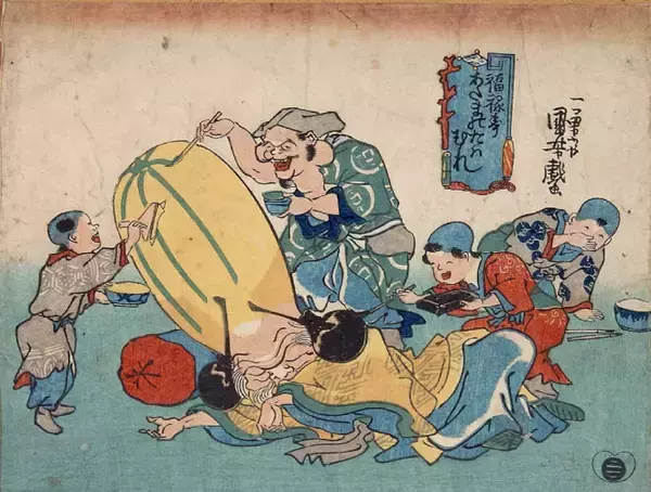 「歌川国芳やめぇwww 七福神の福禄寿の頭をネタにした「福禄寿あたまのたわむれ」が最高すぎる！」の画像