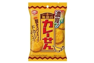 コンビニ限定「濃厚！亀田のカレーせん」　通常より小さい一口サイズ