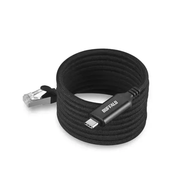 バッファローから　磁力でまとまるUSB Type-C to LAN変換ケーブル