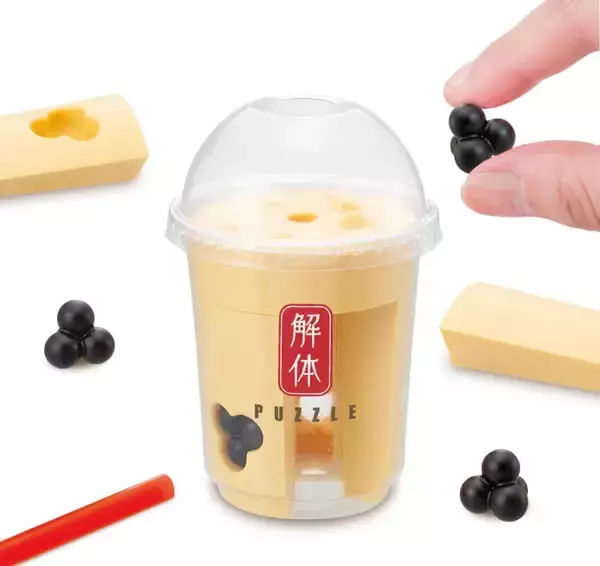 パーツを組み立てるとタピオカミルクティーが完成　「解体パズル Lite」第14弾
