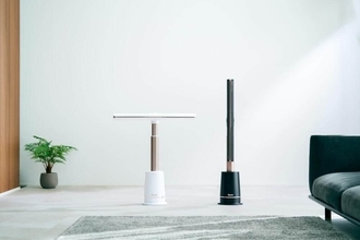 羽根のない構造でブレードを縦から横に変えられるタワーファン