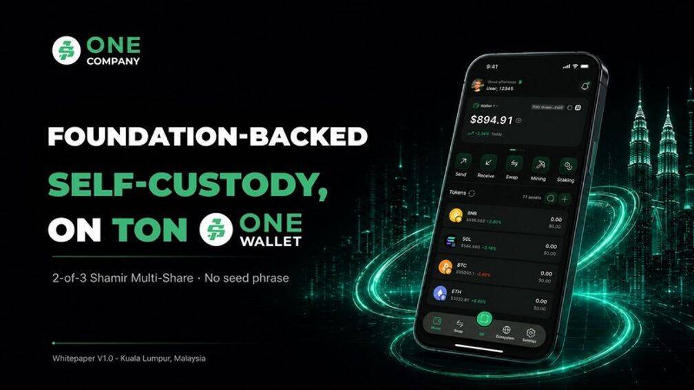 ONE WALLET Officially Launches on TON: a Keyless, Telegram-Native Wallet That Replaces Seed Phrases with 2-of-3 Shamir Multi-Share Custody