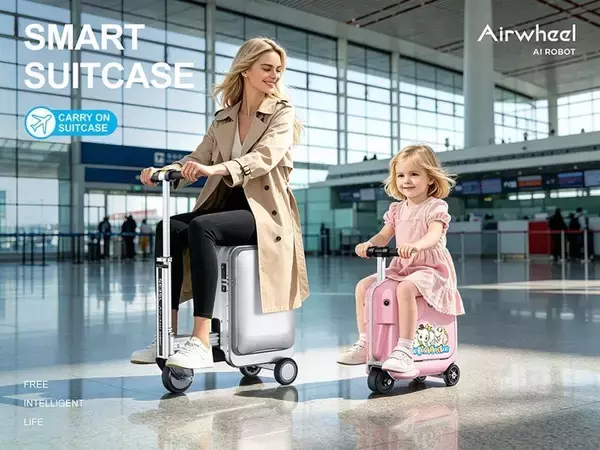 「Airwheel Launches AI Cabin Suitcase, a Luxury Electric Rideable 20inch Carry on Hand Suitcase for Next-Generation Smart Travel Suitcase」の画像