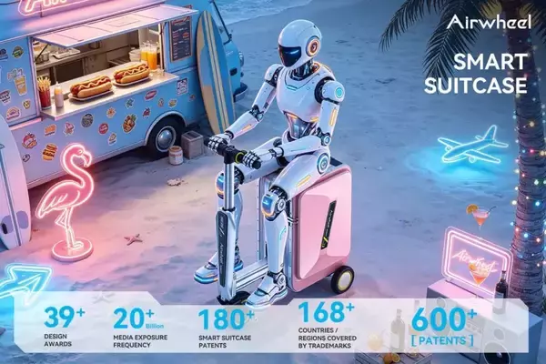 「Airwheel Unveils Luxury Robot Suitcase, a 20 Inch Rideable Electric Cabin Ai Wheel Hand Luggage for Modern Travelers」の画像