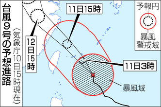 台風９号、先島諸島ほぼ直撃へ＝暴風大雨に厳重警戒―気象庁
