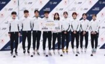 宮田将吾ら五輪代表＝スピードスケート・ショートトラック