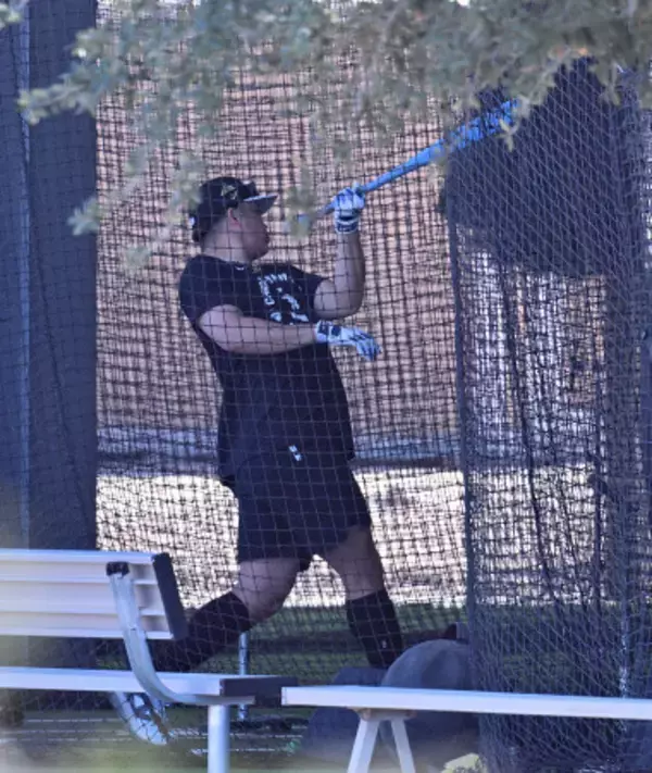 打撃練習する村上　大リーグ