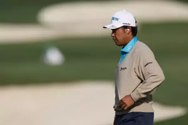 最終調整する松山　マスターズゴルフ