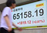 「東京株、初の６万５０００円台」の画像1