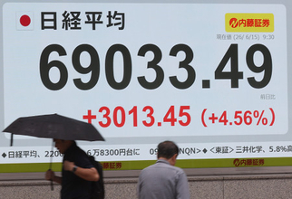 ６万９０００円台の日経平均株価