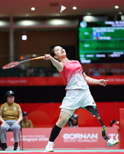 決勝でプレーする河合　アジアパラ大会