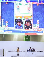 プレーする栗原　アジア大会